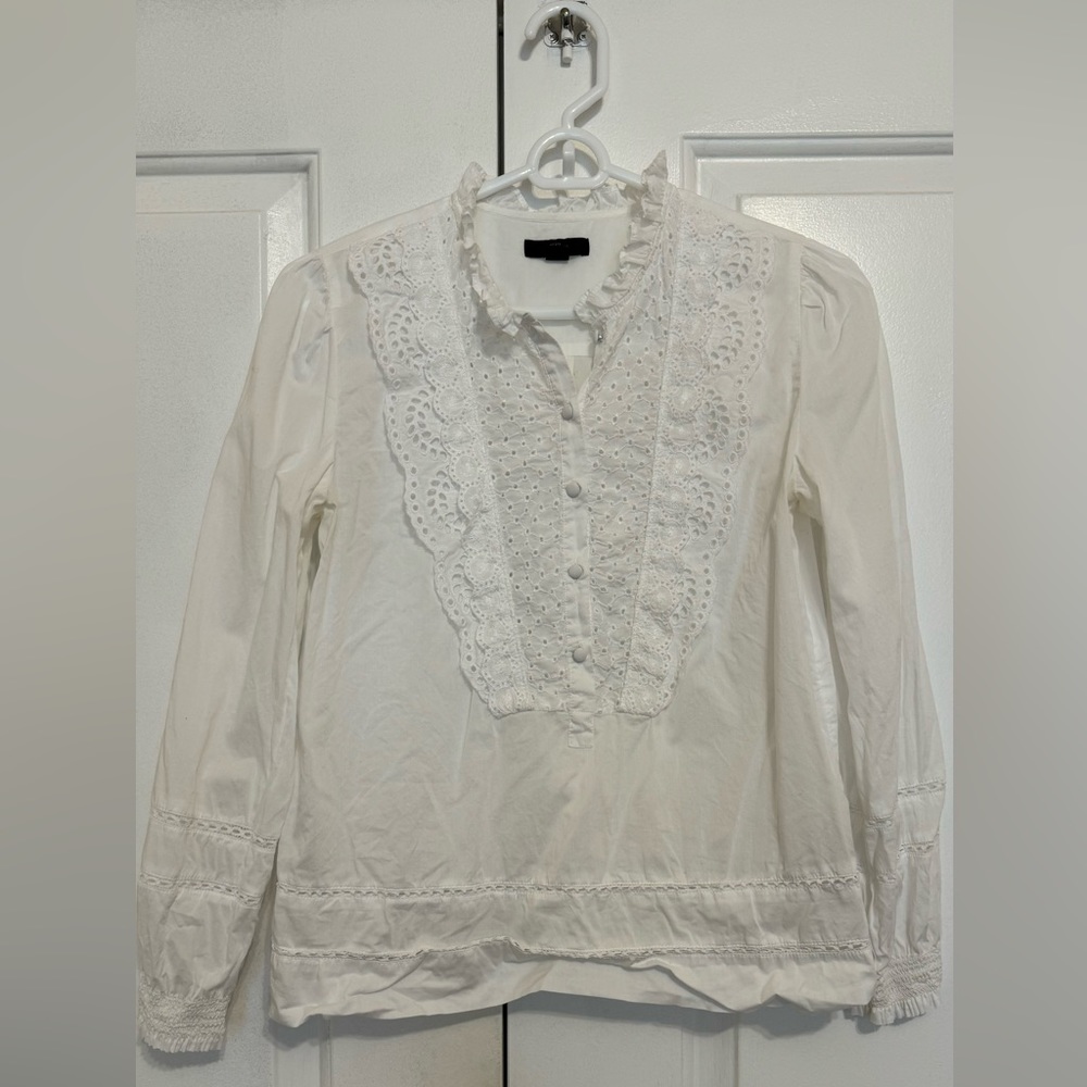 J.Crew Ruffle-neck Eyelet Top - Picture 4 of 8